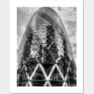 London Gherkin, 30 St Mary Axe, Black And White Posters and Art